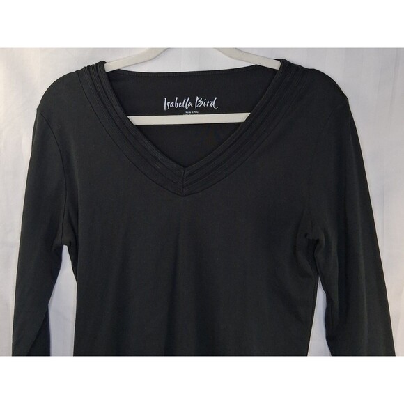 Isabella Bird Top Black Pullover Long Sleeves V-Neck Women's Size S - Picture 5 of 12
